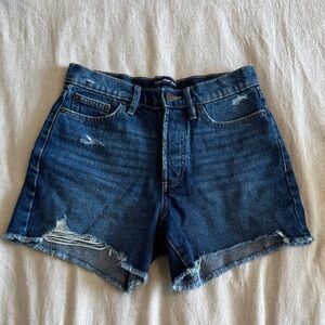 Calvin Klein Dark Blue Distressed Jean Shorts